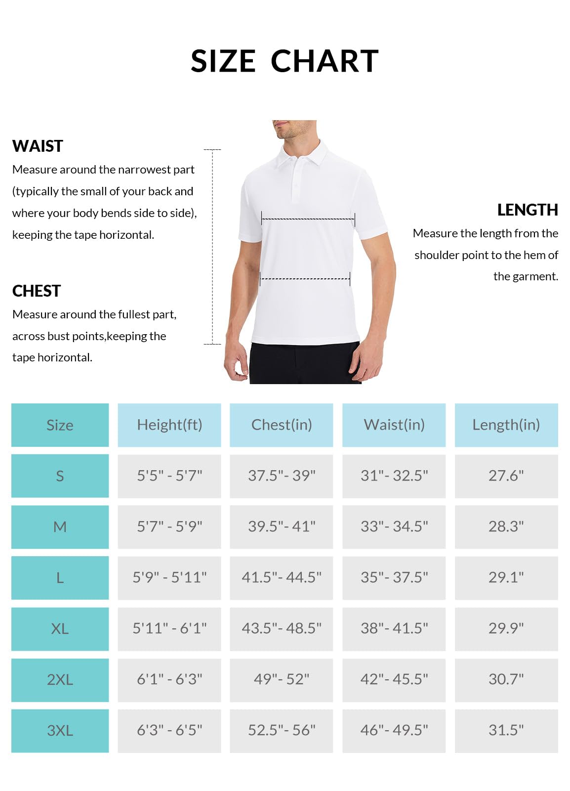 BALEAF Men‘s Polo Shirts Quick Dry Athletic Sport Work Shirts UPF 50+ White Large