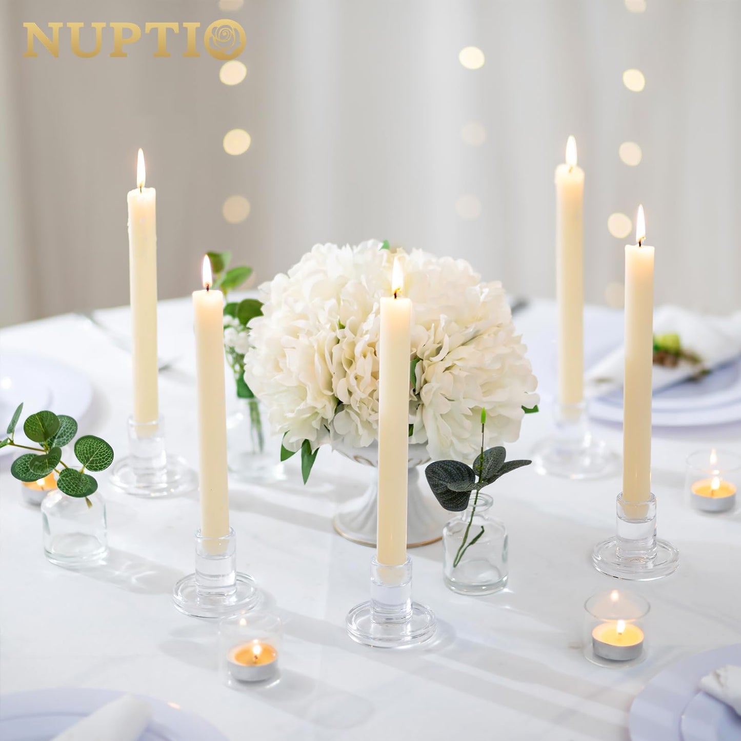 NUPTIO Set of 10 Clear Candle Holders