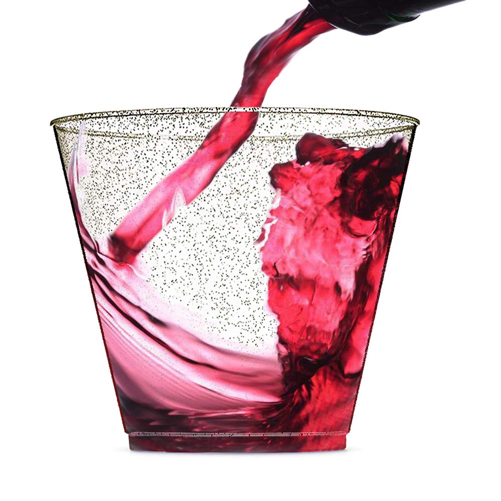 WDF 200pcs 9OZ Silver Glitter Party Cups