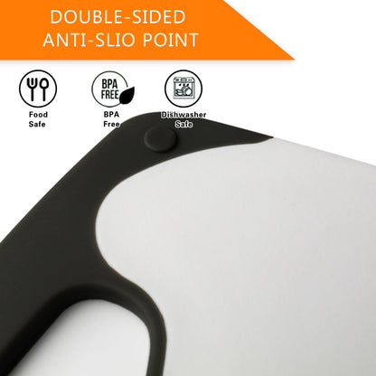 Tagliere Cutting Board for Kitchen, Plastic Cutting Board with Handle, Large-Small Cutting Board Set of 3, Non Slip Plastic Cutting Board, Dishwasher Safe Cutting Boards (Black)