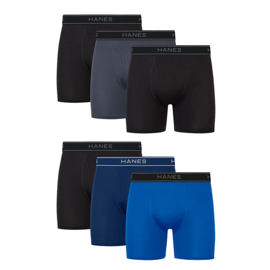 Hanes Men's Moisture-Wicking Boxer Briefs, 6-Pack