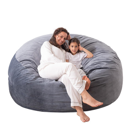 WhatsBedding 3 ft Bean Bag Chairs for Adults/Teens with Filling, Medium Bean Bag Sofa with Memory Foam, Furniture Bag with Soft Dutch Velvet Cover, Dark Gray, 3 Foot