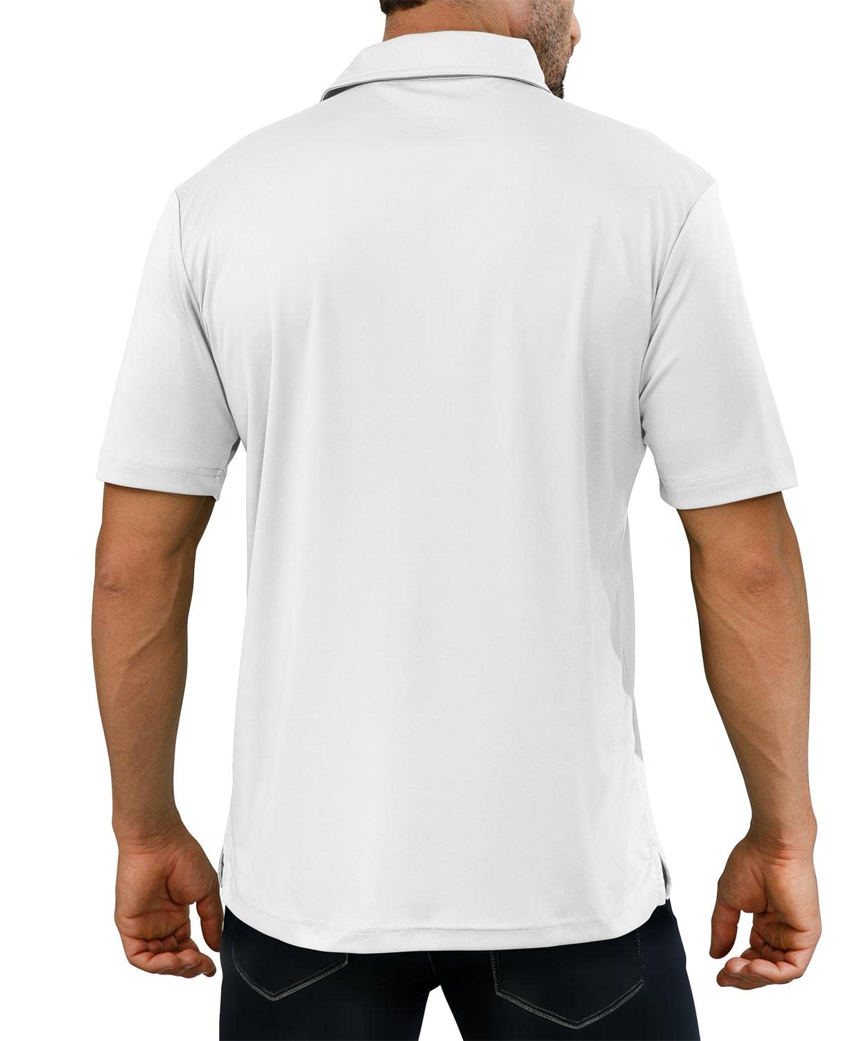 JOYMASAR Mens Summer Athletic Golf Polo Shirts - Short Sleeve Workout Casual Polos Quick Dry Tennis T-Shirt White