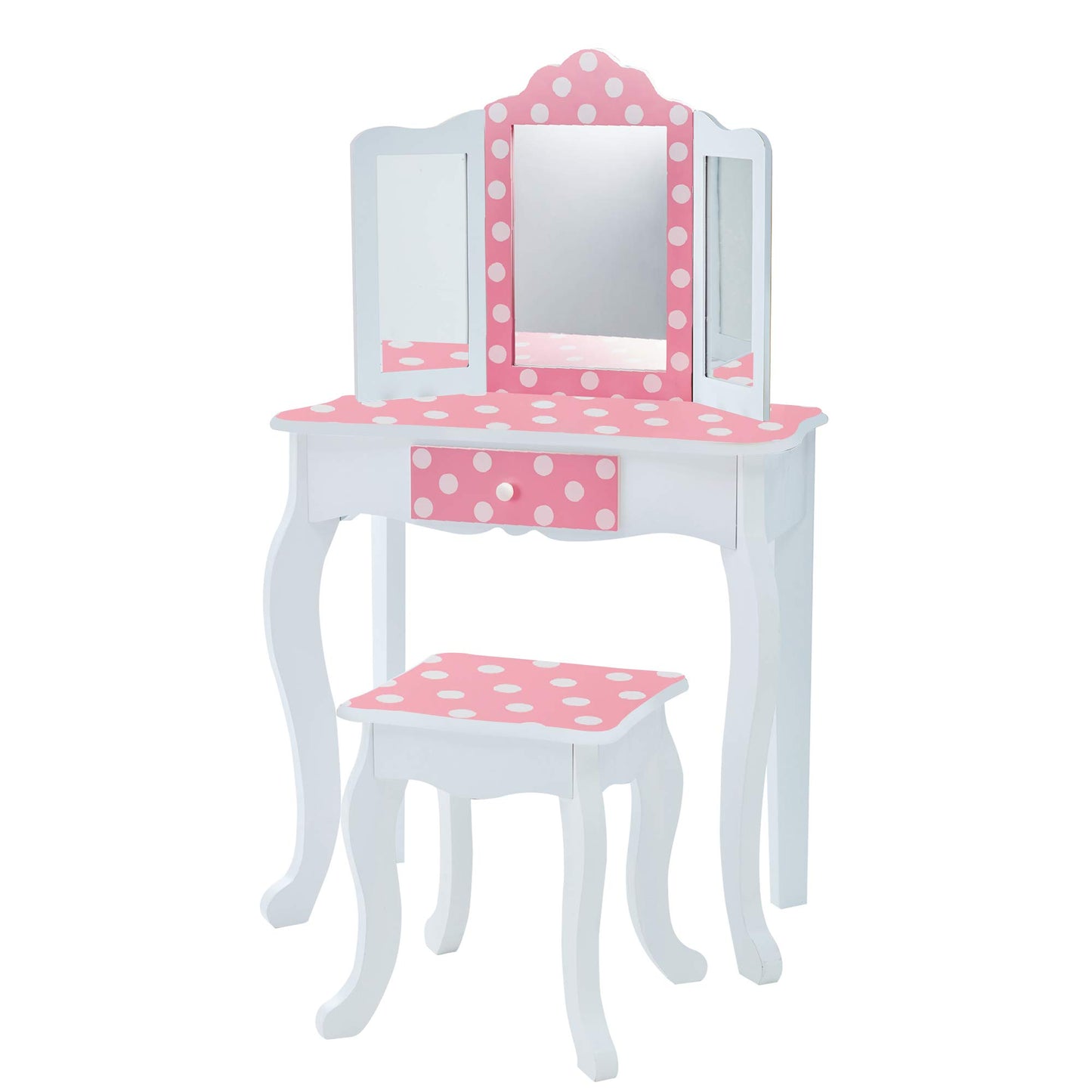 Teamson Kids Wooden Play Vanity Set with Stool