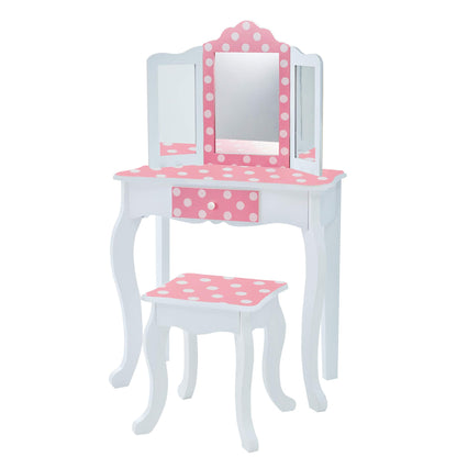 Teamson Kids Wooden Play Vanity Set with Stool