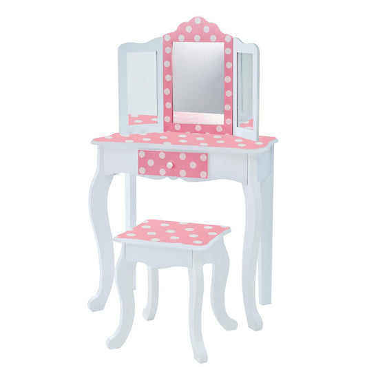 Teamson Kids Wooden Play Vanity Set with Stool
