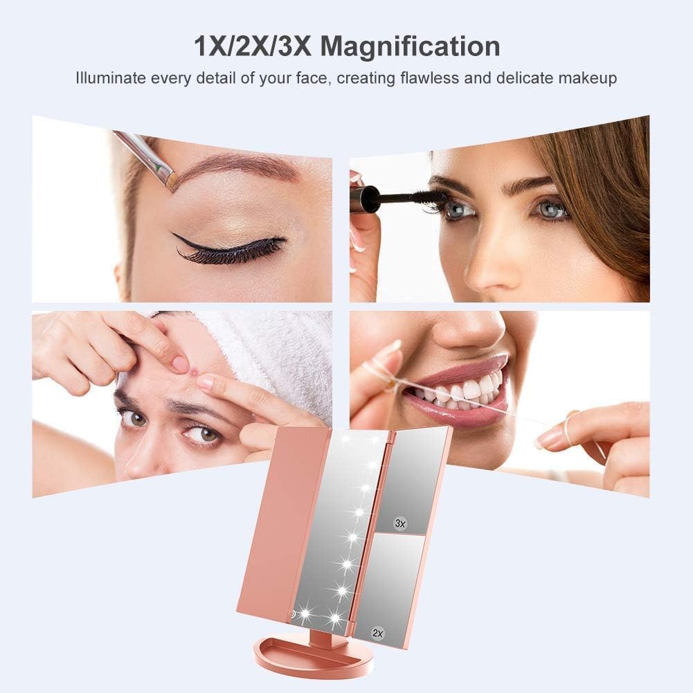 WEILY LED Touch Screen Makeup Mirror with Magnification