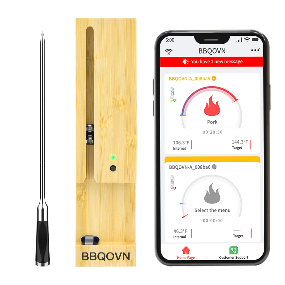 Wireless Bluetooth Meat Thermometer with NIST-Certified Probe