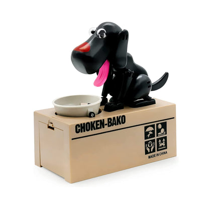 Puppy Piggy Bank, My Dog Piggy Bank, Cute Robotic Coin Munching Toy Money Box, Saving Money Coin Bank Gift (Black)