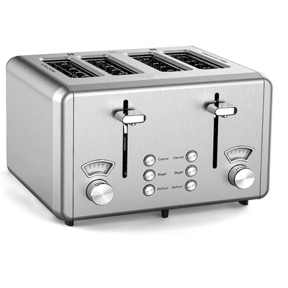 WHALL Toaster Stainless Steel, 6 Bread Shade Settings, Bagel/Defrost/Cancel Function, 1.5in Wide Slot, High Lift Lever, Removable Crumb Tray, for Various Bread Types(silver)