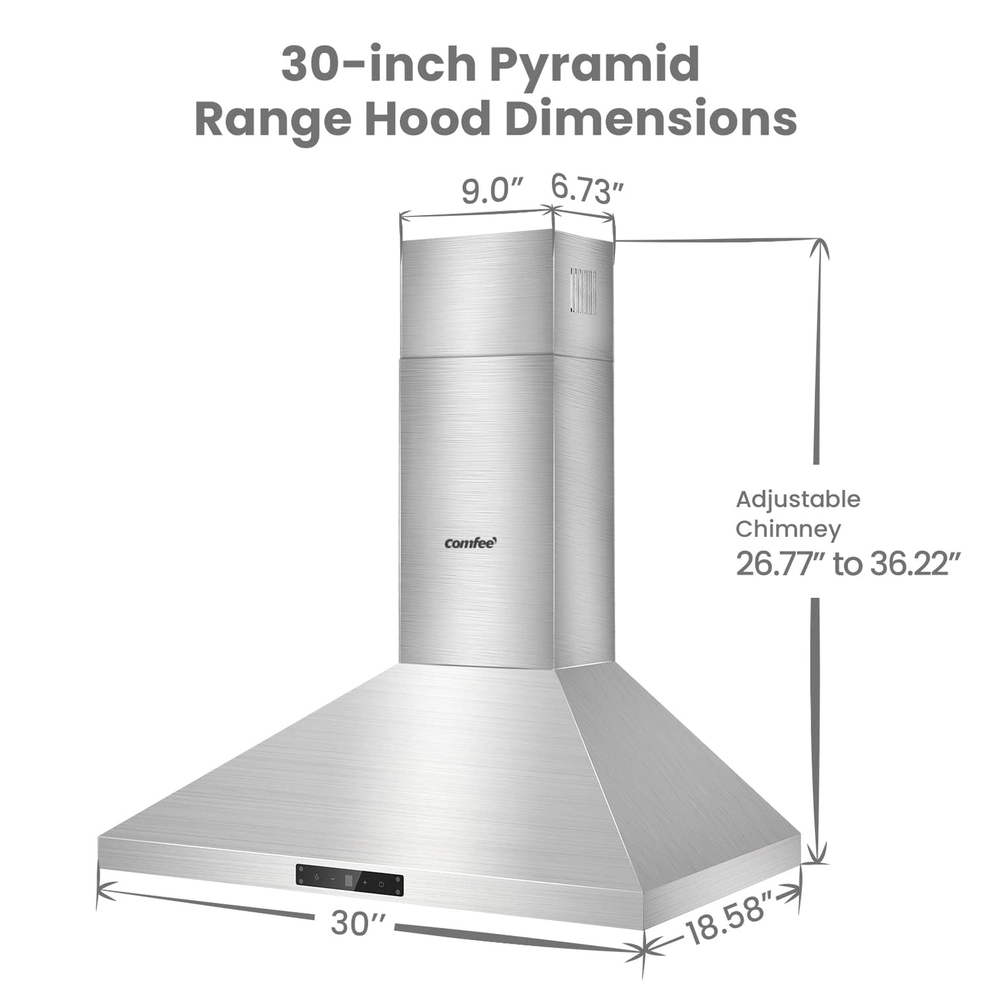 30 Inch COMFEE' Range Hood with Gesture Control