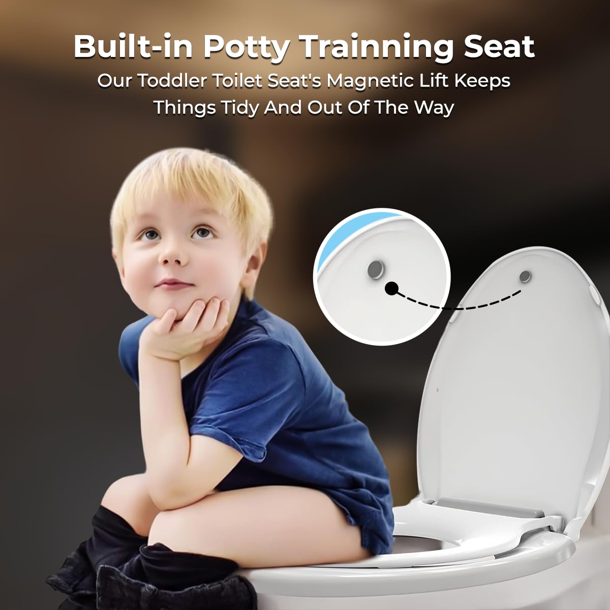 GenieBidet Slow Close Toilet Seat with Toddler Seat