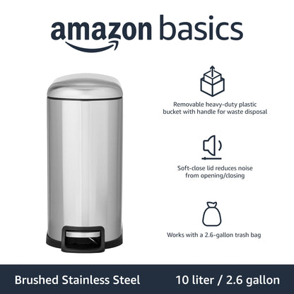 10L Amazon Basics D-Shaped Trash Can with Lid