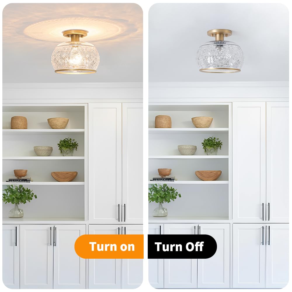 OIYIO Vintage Semi-Flush Mount Ceiling Light