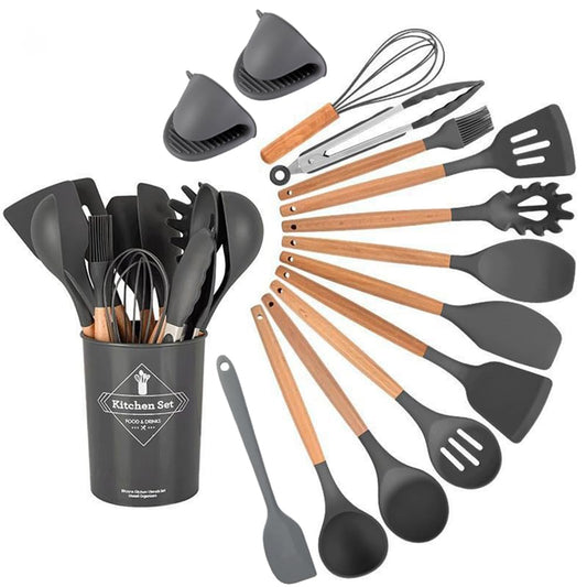 15-Piece Silicone Kitchen Utensils Set with Holder