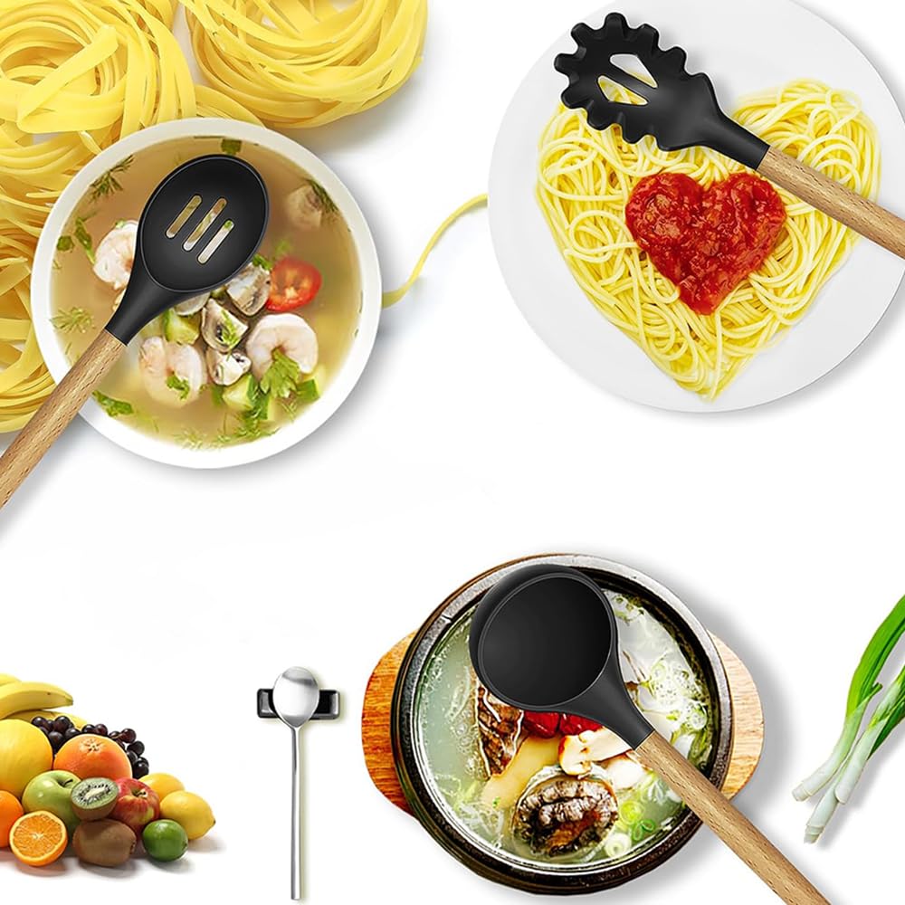 15-Piece Silicone Kitchen Utensils Set with Holder