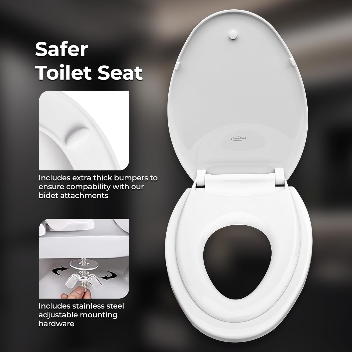 GenieBidet Slow Close Toilet Seat with Toddler Seat