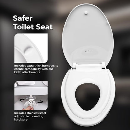 GenieBidet Slow Close Toilet Seat with Toddler Seat