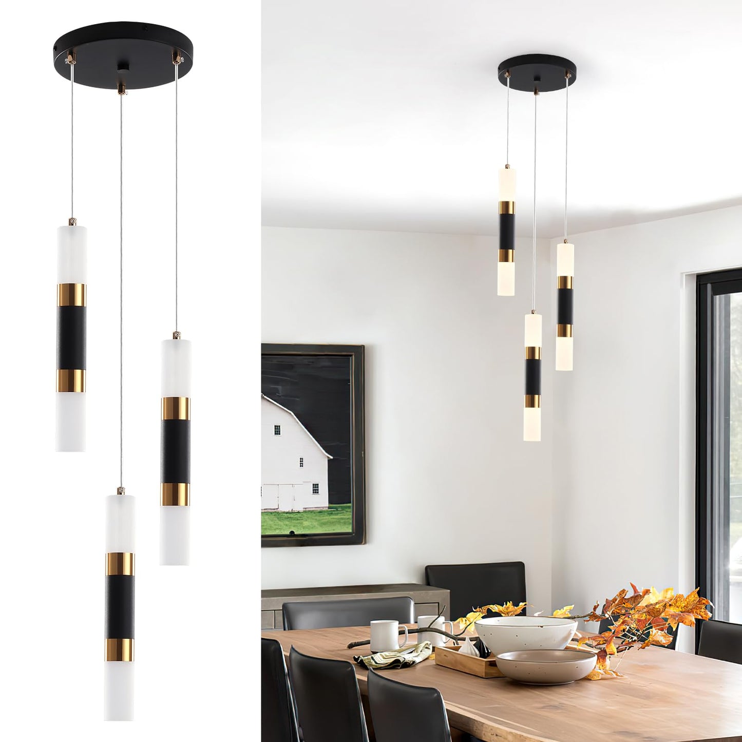 3-Light LED Pendant Lights for Kitchen Island