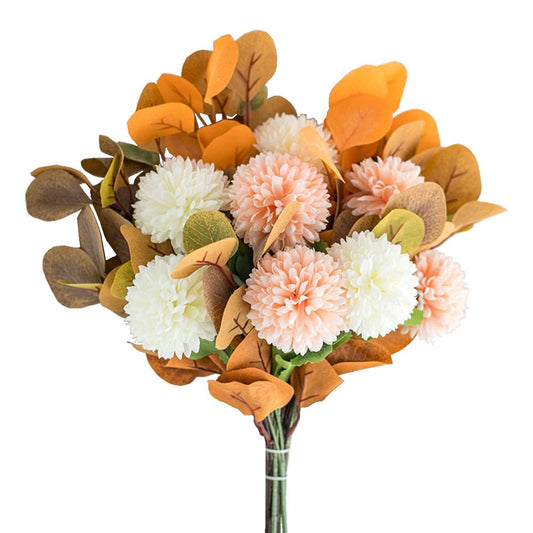 KIRIFLY Artificial Fake Flowers Eucalyptus Stems Plants Leaves Silk Arrangements Wedding Bouquets Decorations Floral Table Centerpieces for Home Kitchen(Champagne White)