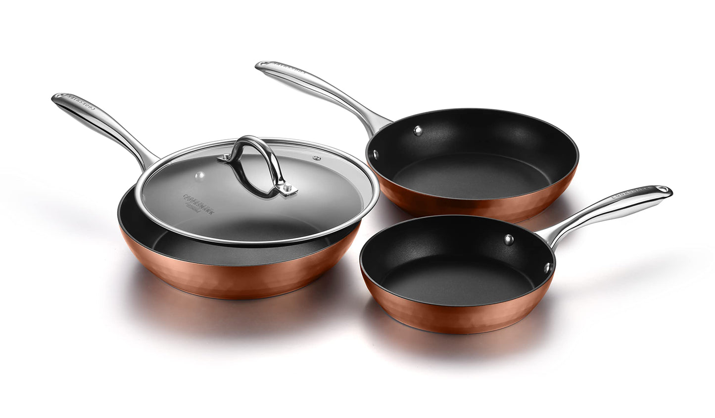 All in One Pan 10-Piece Non Toxic Cookware Set,Non Stick Pots and Pans with Diamond-Infused Coating, Includes Induction Safe Aluminium Kitchen Pans and Pots Set with Glass Lids