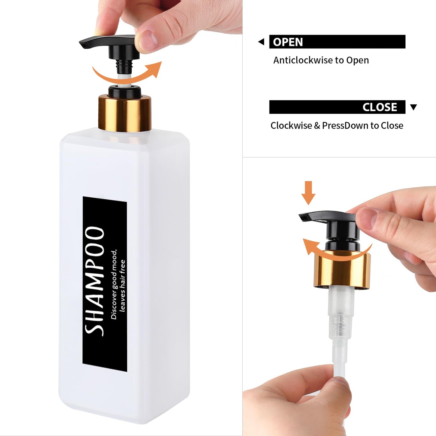3-Piece Pump Bottle Set for Shampoo & Soap