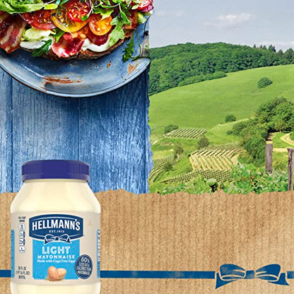 Hellmann's Light Mayonnaise Light Mayo 3 Count For a Creamy Condiment for Sandwiches and Simple Meals 60% Less Fat and Calories than Regular Mayonnaise 30 oz