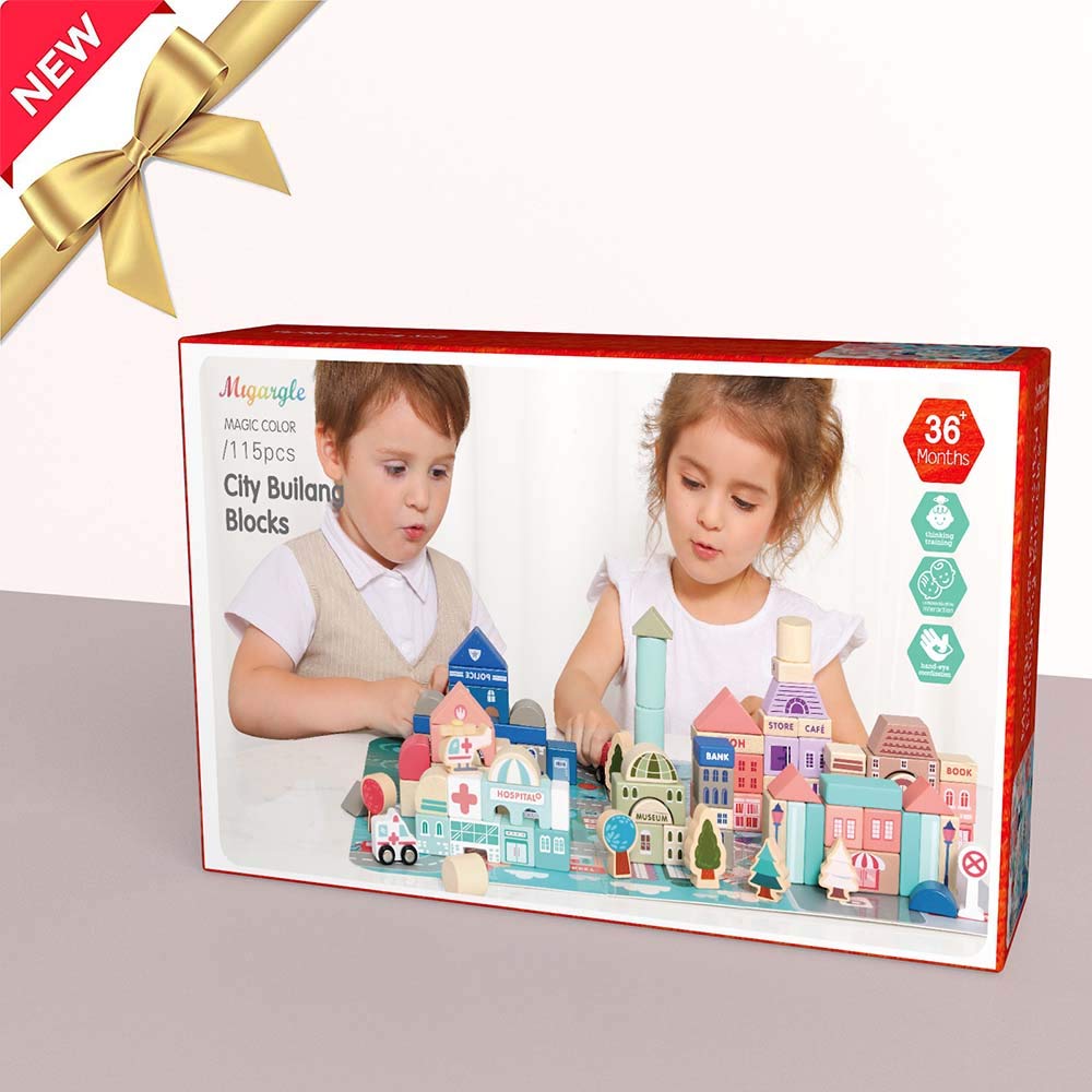 Wooden Building Blocks Set for Toddlers
