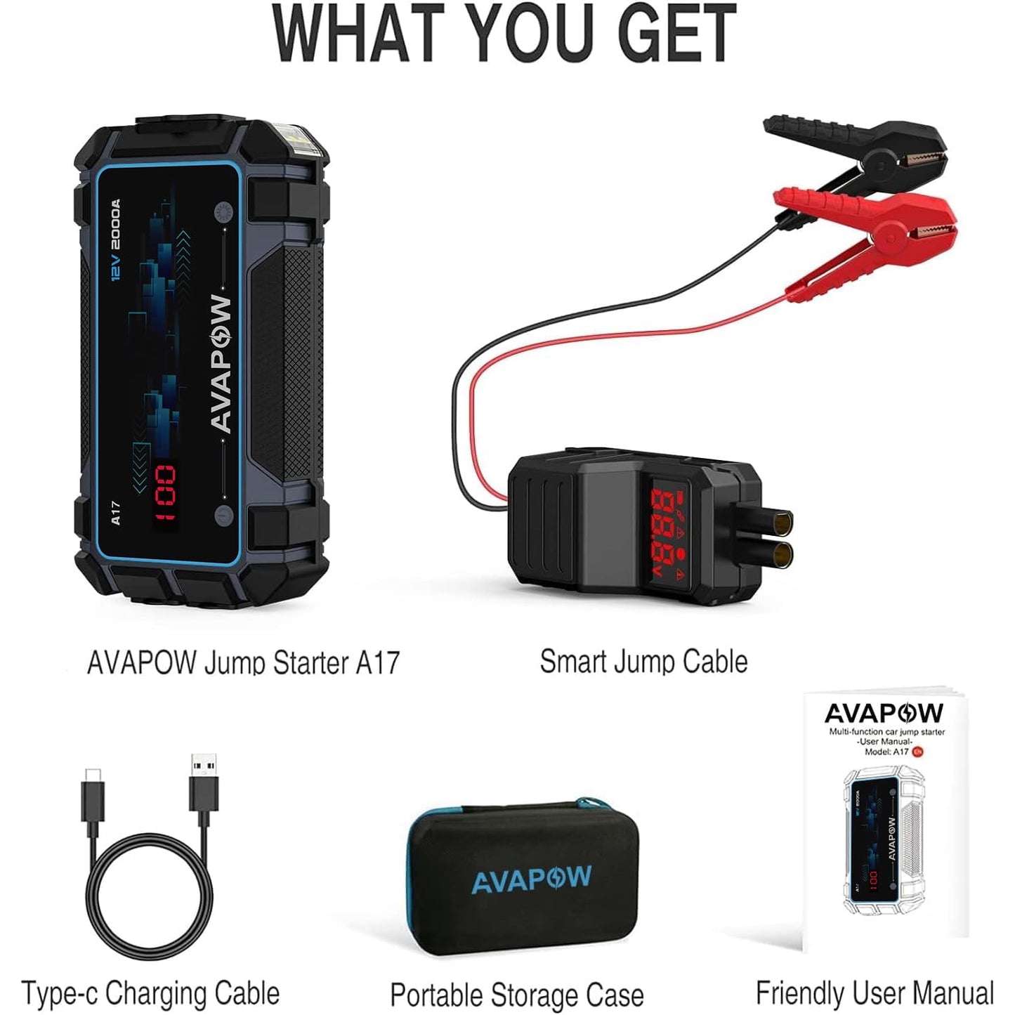 AVAPOW 2000A Car Jump Starter with USB