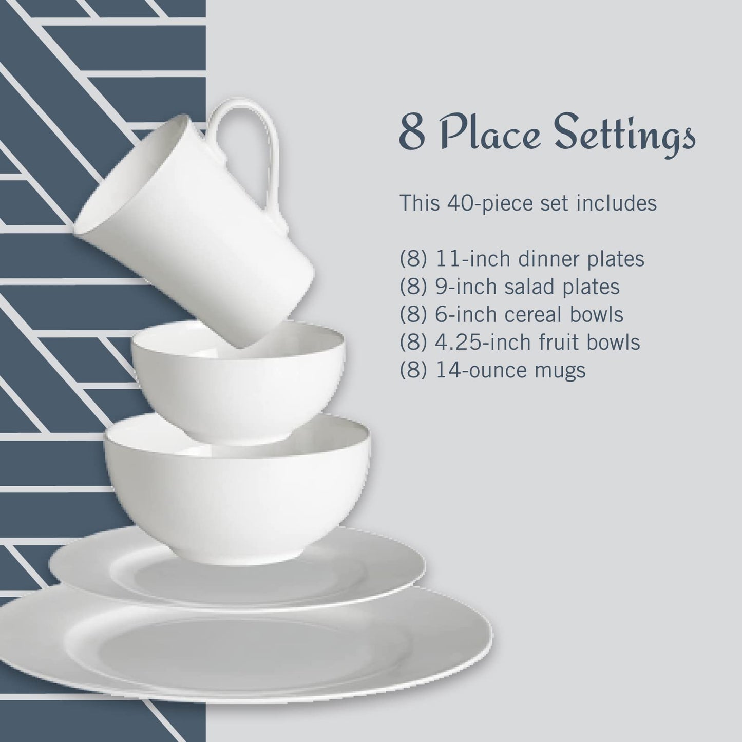 Mikasa 40-Piece White Dinnerware Set for 8