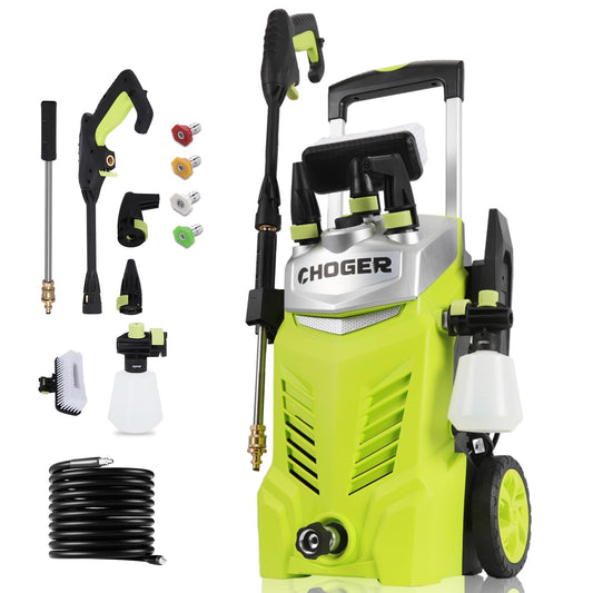 CHOGER Electric Pressure Washer, 2.6 GPM, 4000 PSI Power Washer Electric Powered with Hose Reel, Foam Cannon,High Pressure Washer with 35FT Power Cord, 25FT Hose, GFCI Protection and 4 Nozzles