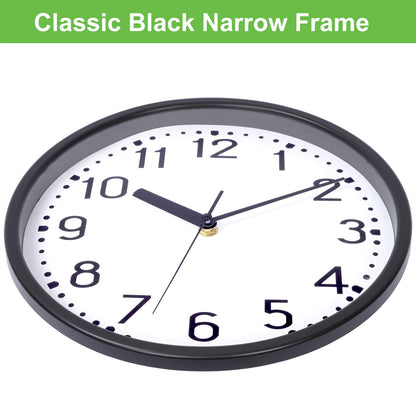 Hiopeak 11 Inch Wall Clock Black Silent, Non-Ticking Decorative Rustic Analog Quartz Wall Clock Battery Operated for Bedroom Living Room Kitchen Farmhouse Office School (Black)