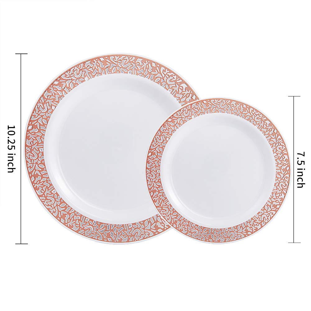 102 Pack Disposable Lace Design Plastic Plates