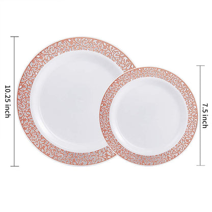 102 Pack Disposable Lace Design Plastic Plates