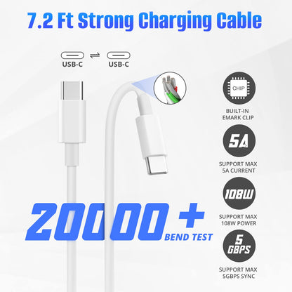 Mac Book Pro Charger - 108W USB C Fast Charger Power Adapter for MacBook Pro, MacBook Air, New iPad Pro and Other USB C Device, Include 7.2ft USB C to C Cable
