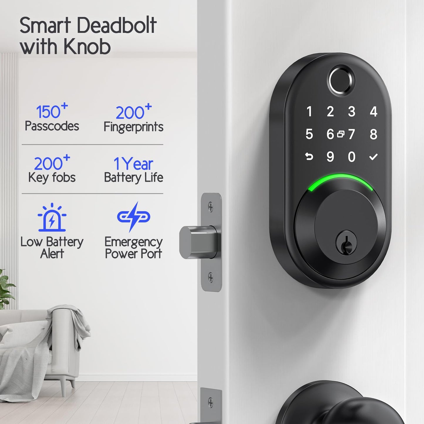 WiseGear Keyless Entry Smart Lock with Knob