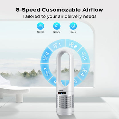 Bladeless Fan for Bedroom, 32" Quiet Tower Fan with Remote, 90° Oscillating Fan for Indoors with 8 Speeds, 9 Hour Timer, LED Display, Easy to Clean, Portable Standing Fan for Home, Office