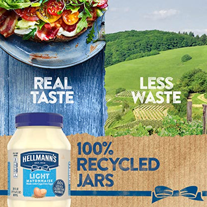 Hellmann's Light Mayonnaise Light Mayo 3 Count For a Creamy Condiment for Sandwiches and Simple Meals 60% Less Fat and Calories than Regular Mayonnaise 30 oz