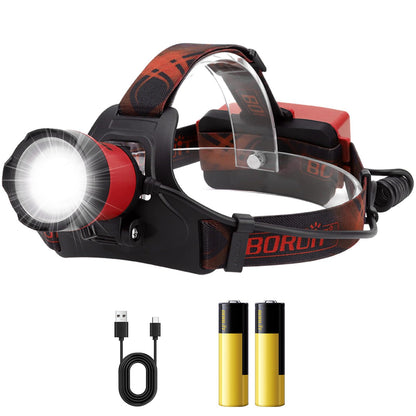 BORUIT LED Rechargeable Headlamp with 4 Modes