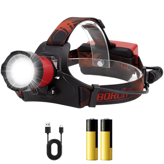 BORUIT LED Rechargeable Headlamp with 4 Modes