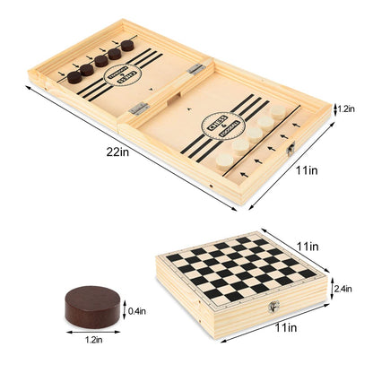 Inscape Data Fast Sling Puck Game Paced, Table Desktop Battle,Winner Board Games Toys for Adults Parent-Child Interactive Chess Toy Board Table Game (Large-Foldable)