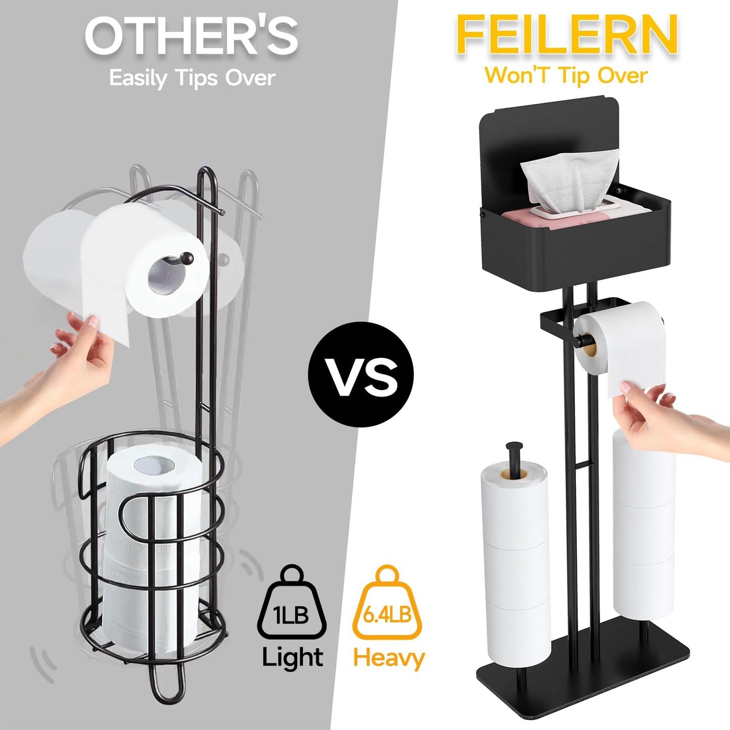 FEILERN Free Standing Toilet Paper Holder Stand