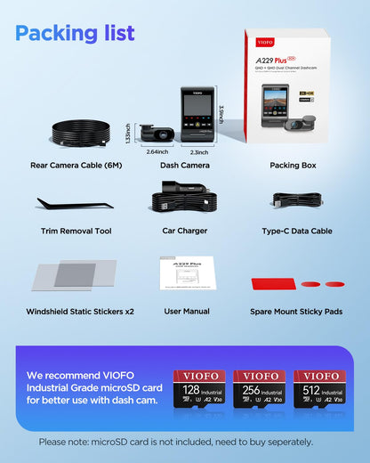 VIOFO A229 Plus Dual Channel Dash Cam