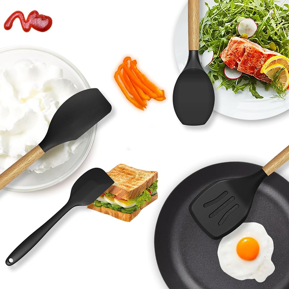 15-Piece Silicone Kitchen Utensils Set with Holder