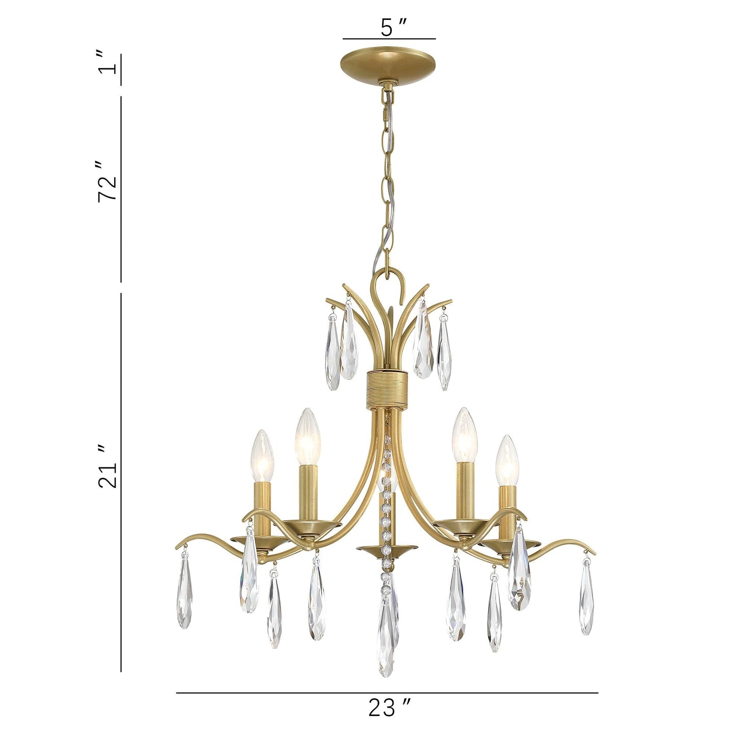 Gold 5-Light Crystal Chandelier for Living Room