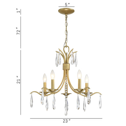 Gold 5-Light Crystal Chandelier for Living Room