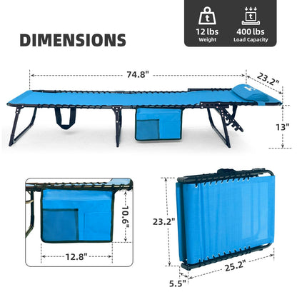 5-Position Folding Chaise Lounge Chair for Patio