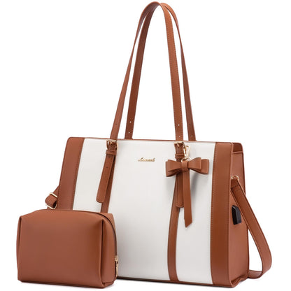 LOVEVOOK Women's Laptop Tote Bag with Clutch Set