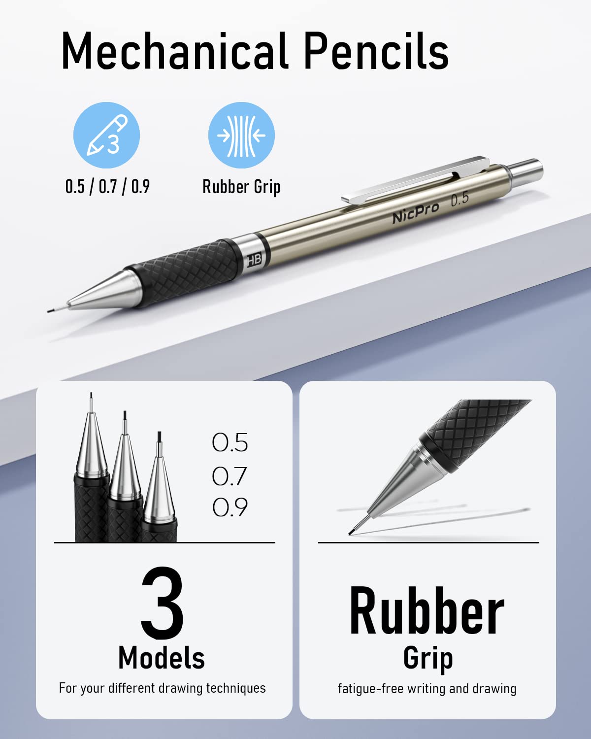 6PCS Nicpro Mechanical Pencil Set for Drawing