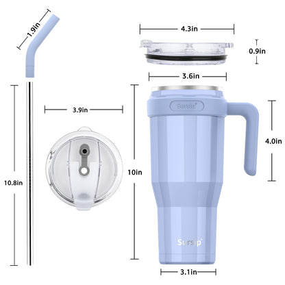Sursip 50 oz Mug Tumbler,Stainless Steel Tumbler Mug with Non-Removable Handle–Keeps Drinks Cold up to 24 Hours–Sweat Proof, Dishwasher Safe,BPA Free-White